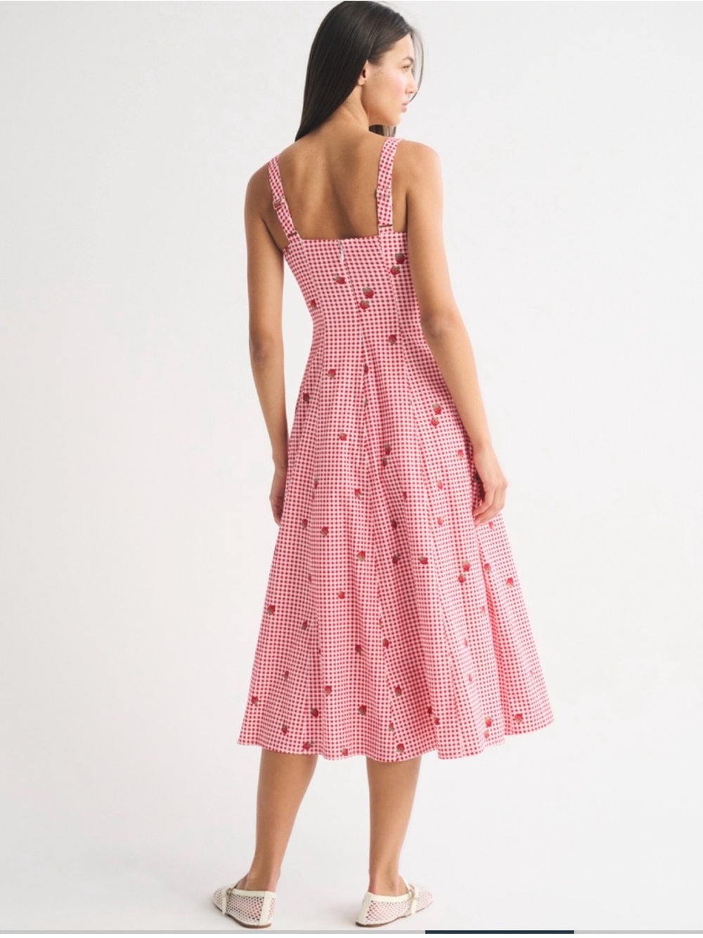 Abercrombie & Fitch Mila Midi Red Gingham Small NWT - Picture 2 of 5